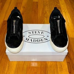 Gently Worn Beautiful Black Velvet Sneakers